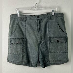 Vintage Weeds Cotton Olive Green Cargo Shorts